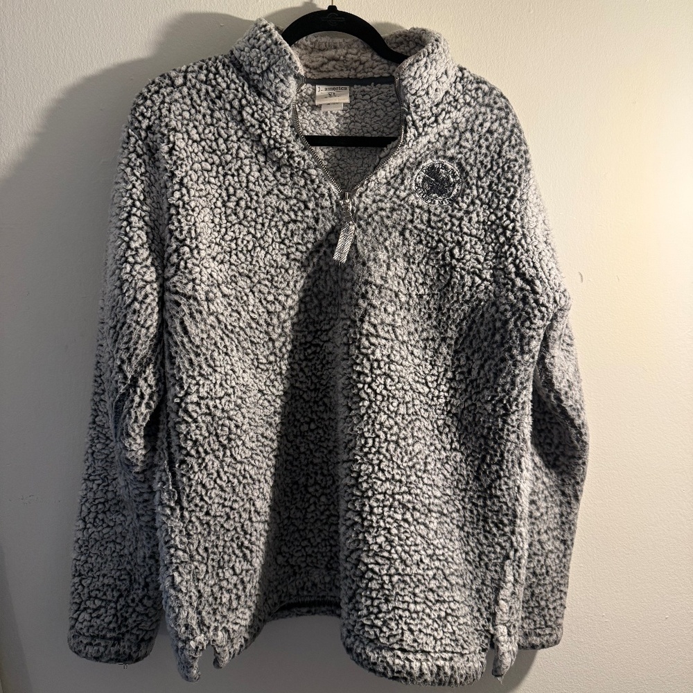 J. America Gray Sherpa Quarter-Zip Pullover - Size XL Duluth Pack